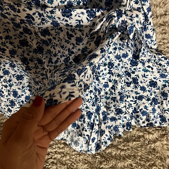 Altar'd State Blue Floral Jumpsuit with Ruffle Details - Picture 7 of 8